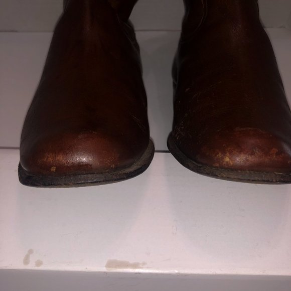Handmade Men's Brown Leather Boots Size 6 low Round Toe heel - Picture 4 of 12